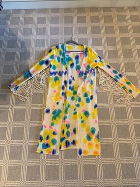 Minnie Rose Multi Color Fringe Cardigan